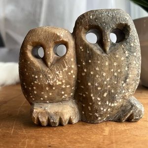 Hand Carved Soapstone Owls